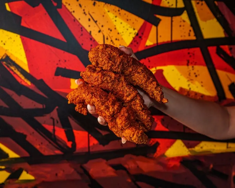 Three Nashville hot chicken tenders